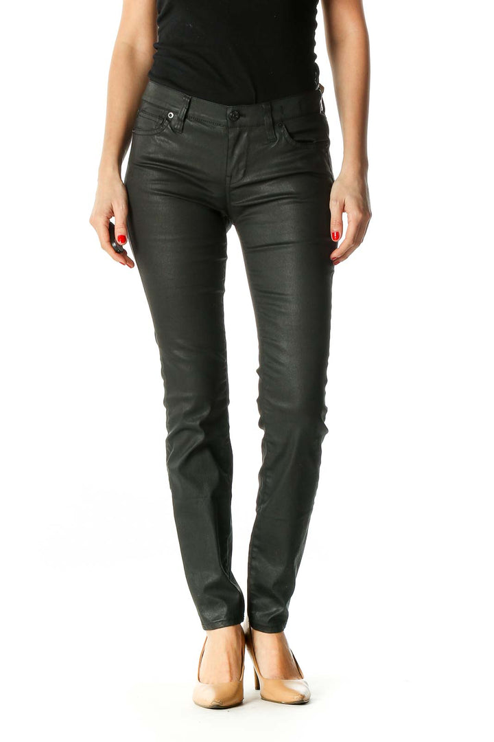 Black Solid Casual Trousers