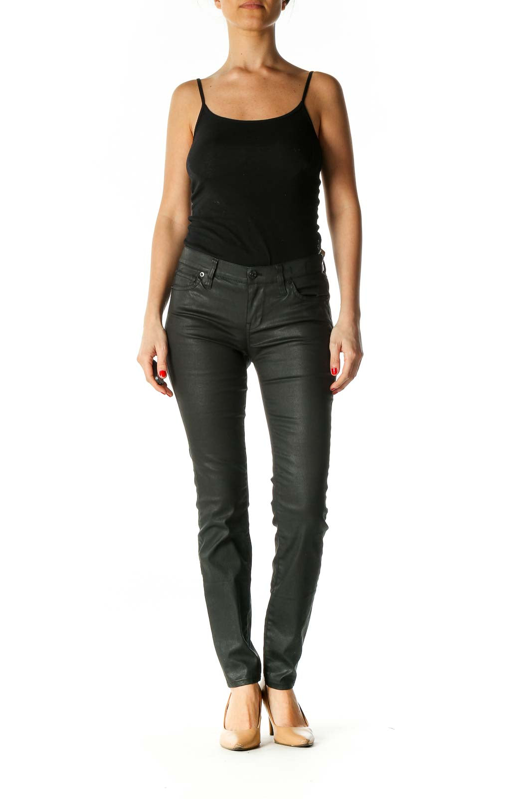 Black Solid Casual Trousers