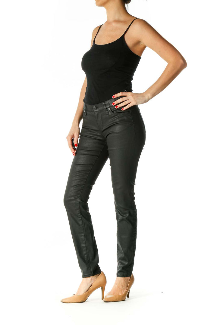 Black Solid Casual Trousers