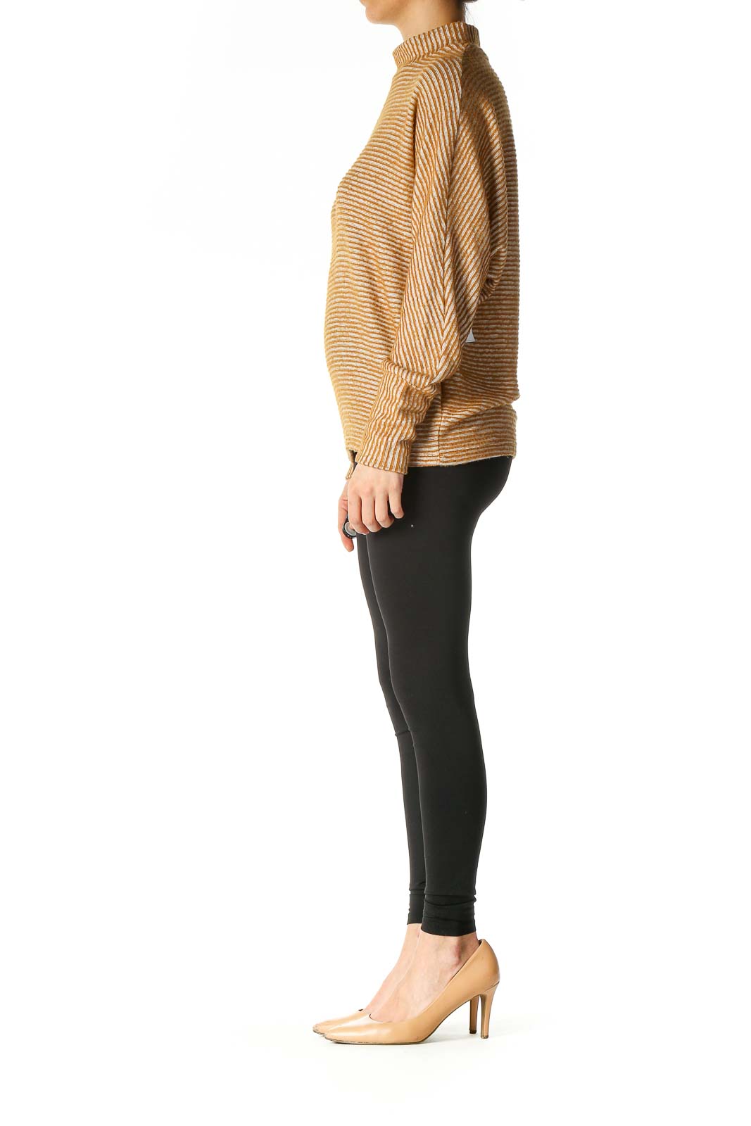 Brown Striped Casual Sweater