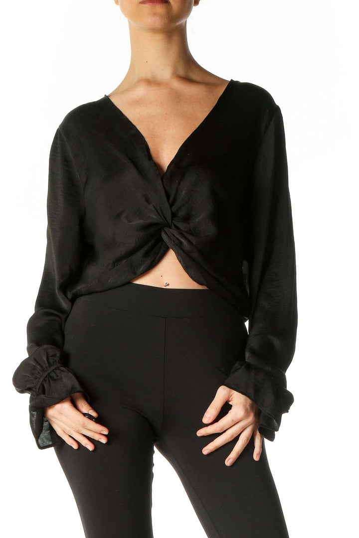 Black Solid Casual Blouse