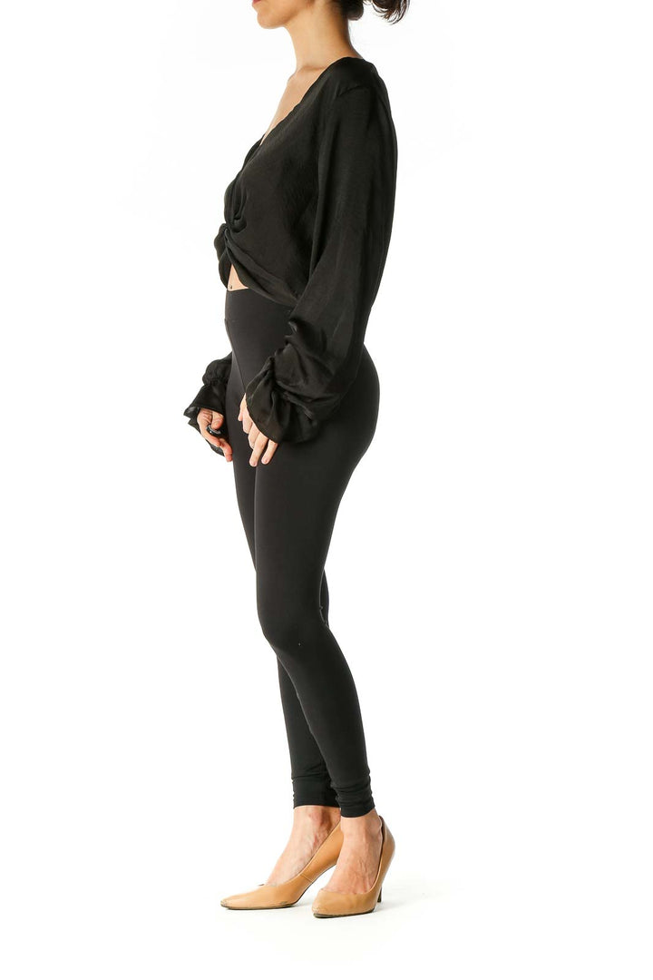 Black Solid Casual Blouse