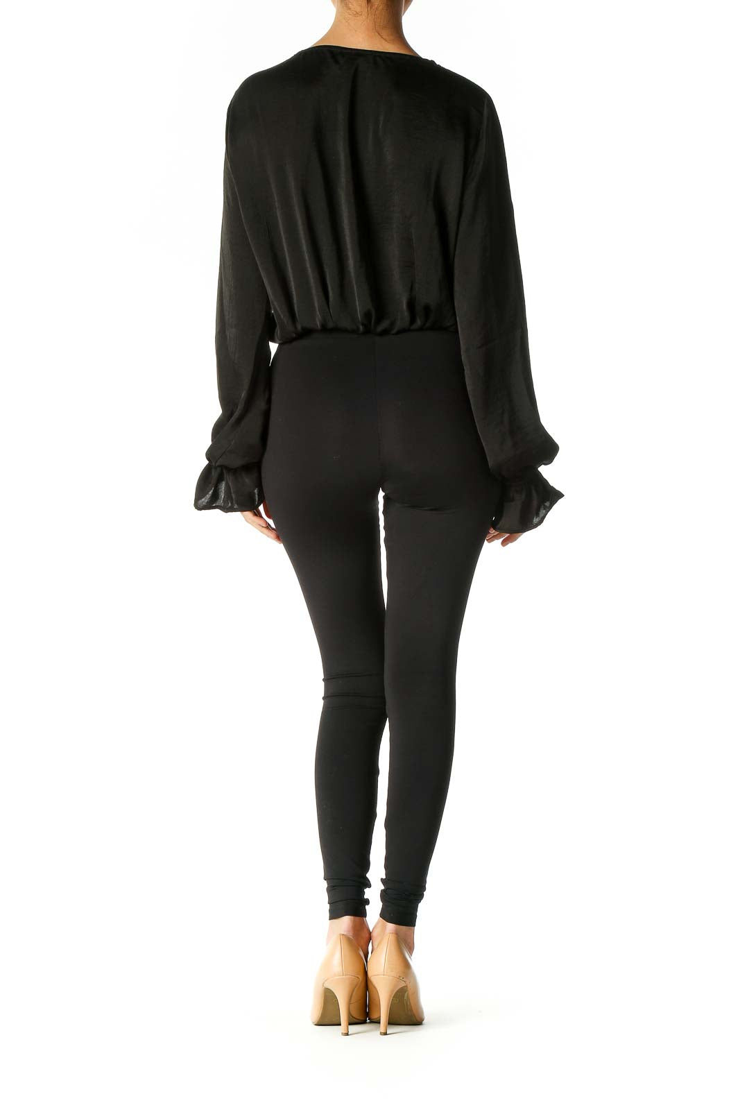 Black Solid Casual Blouse