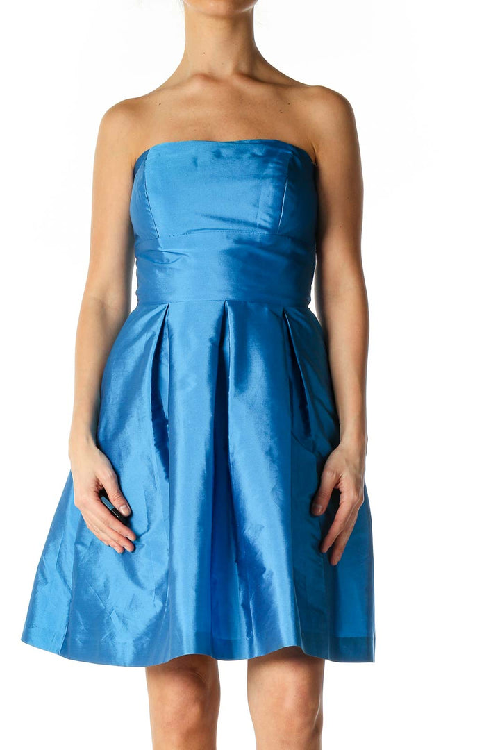 Blue Solid Chic A-Line Dress