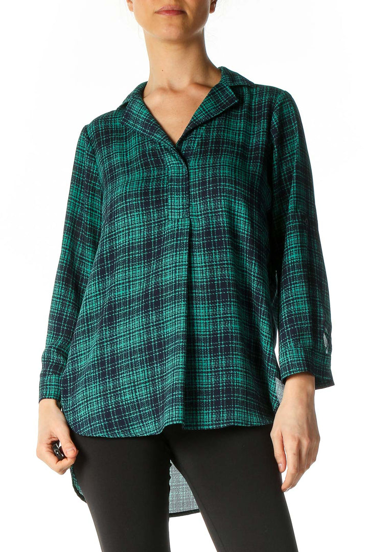 Green Checkered Casual Blouse