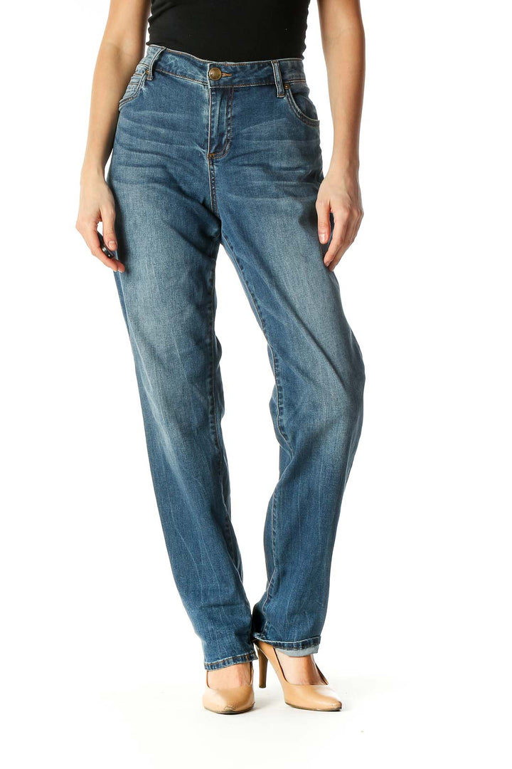 Blue Medium Wash Boyfriend Jeans