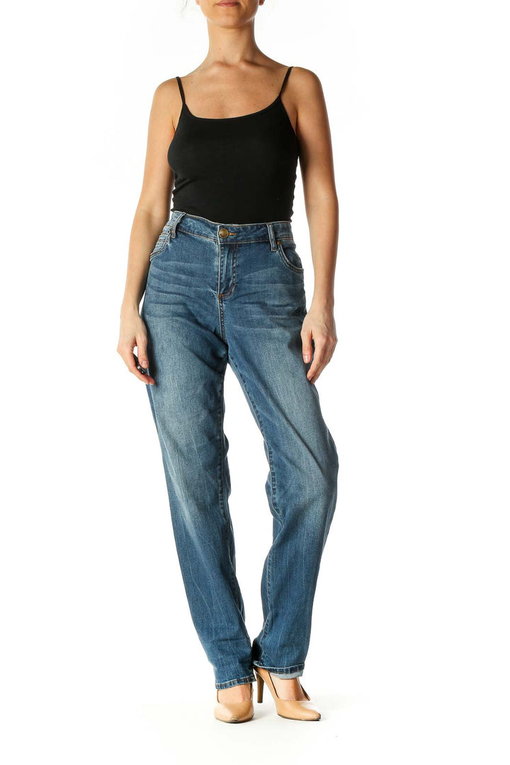 Blue Medium Wash Boyfriend Jeans