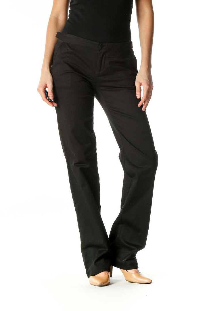 Black Solid Classic Trousers