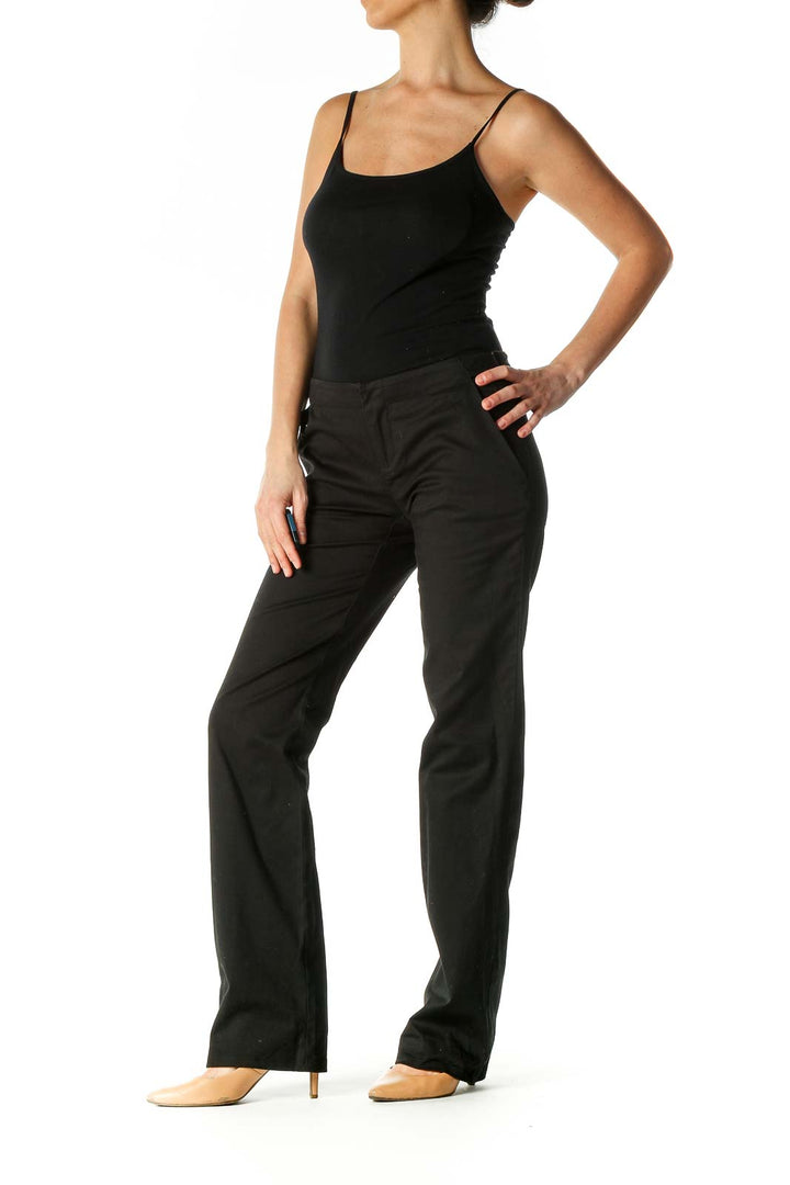 Black Solid Classic Trousers