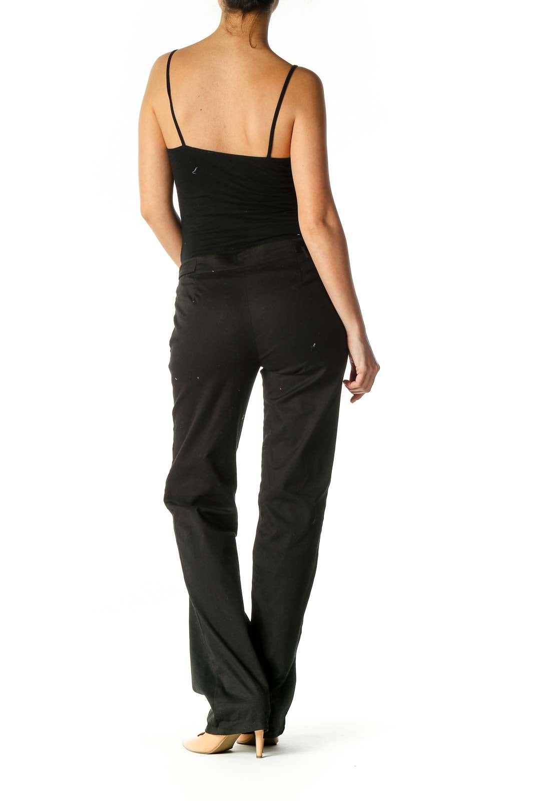 Black Solid Classic Trousers