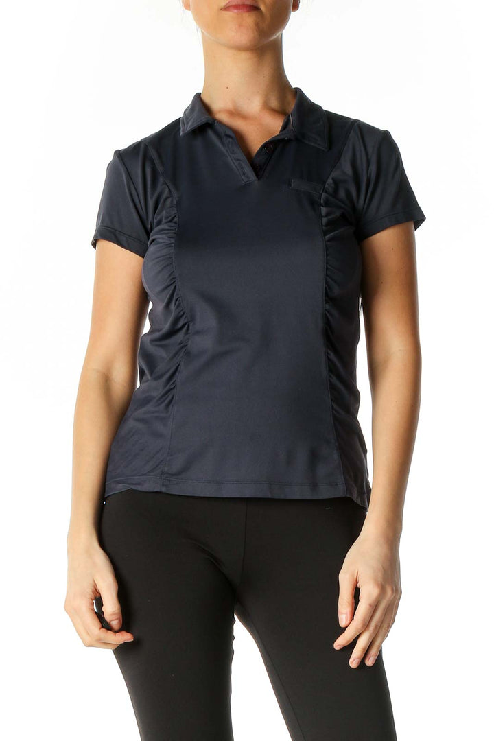 Blue Solid Activewear Polo Shirt