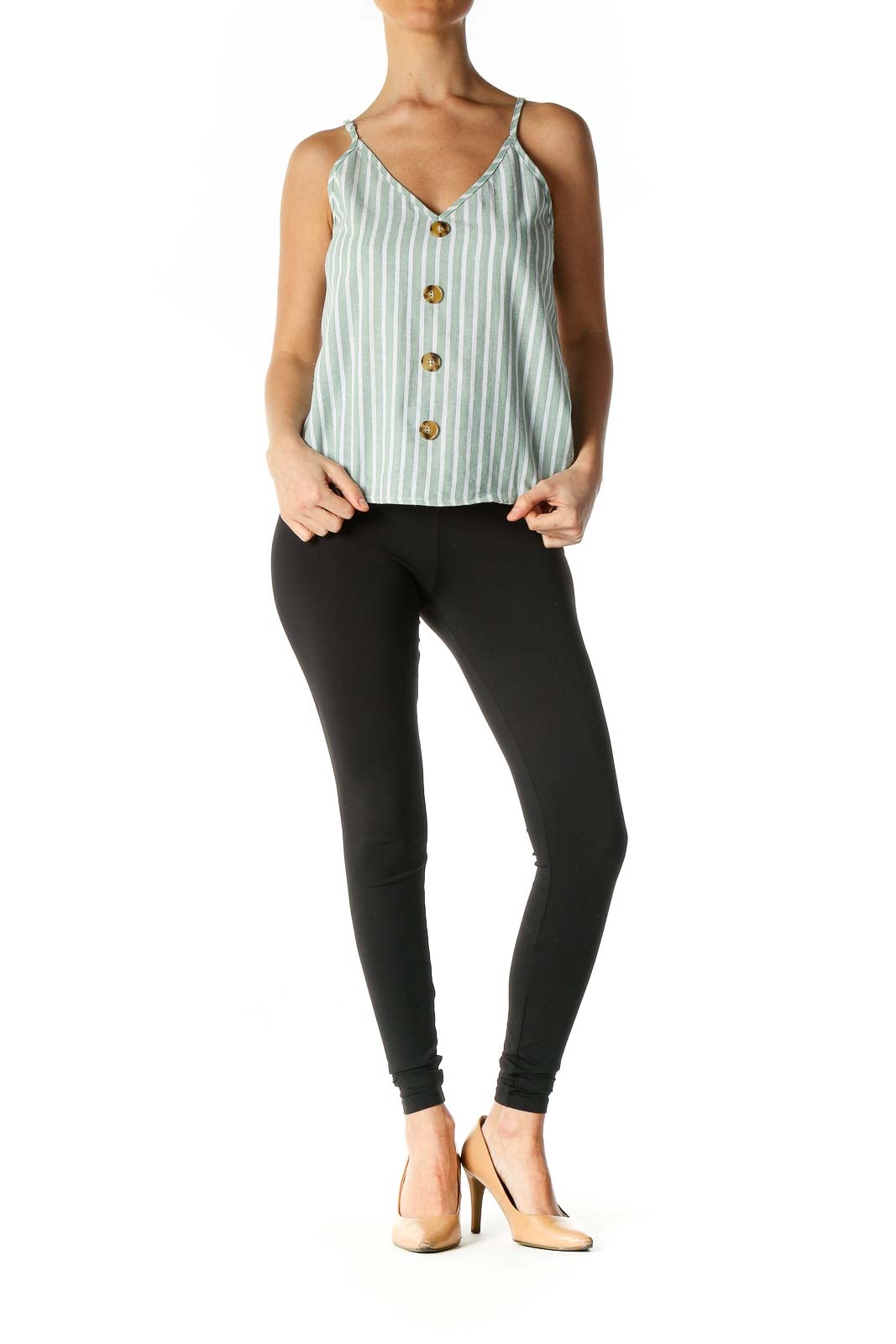 Green Stripe Casual Top