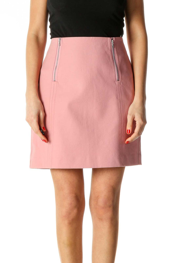 Pink Solid Chic A-Line Skirt