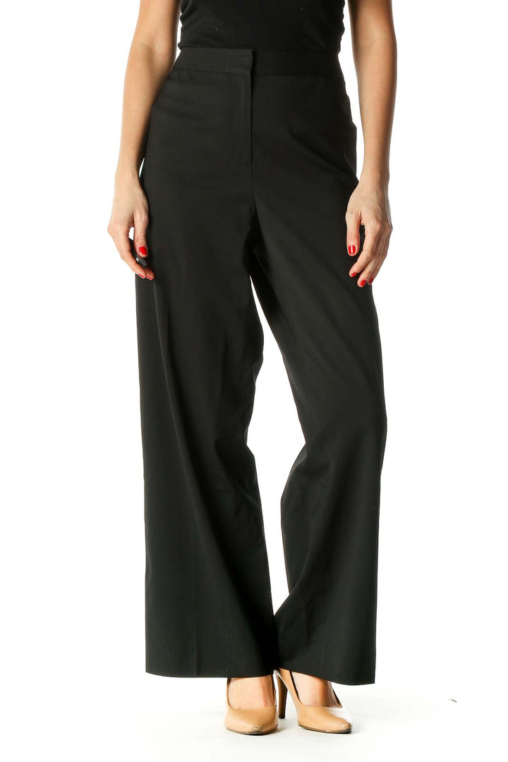 Black Solid Classic Trousers