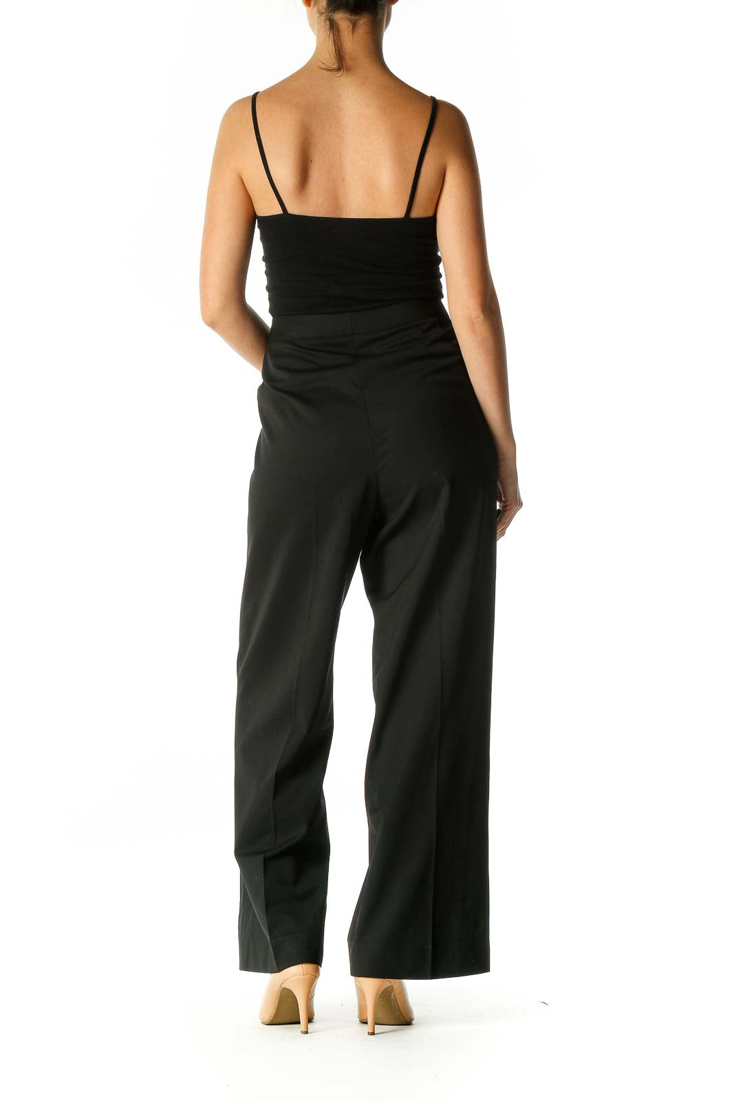 Black Solid Classic Trousers