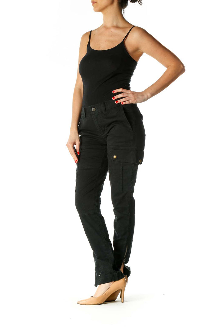 Black Solid Casual Trousers