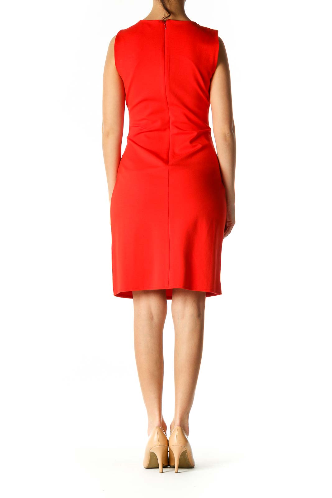 Orange Solid Sheath Dress