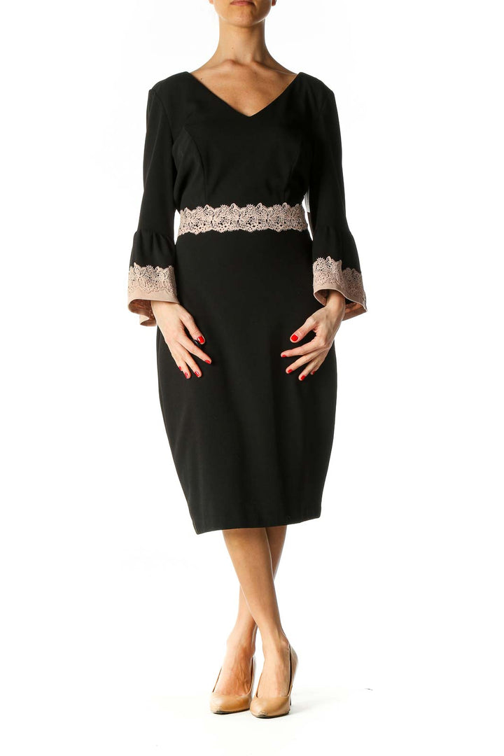 Black Solid Retro Sheath Dress