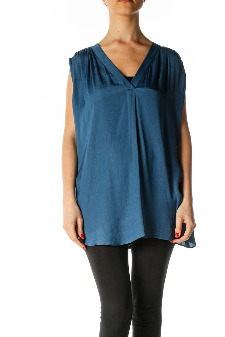 Blue Solid Casual Blouse