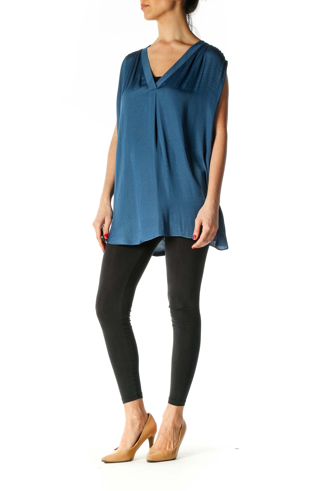 Blue Solid Casual Blouse