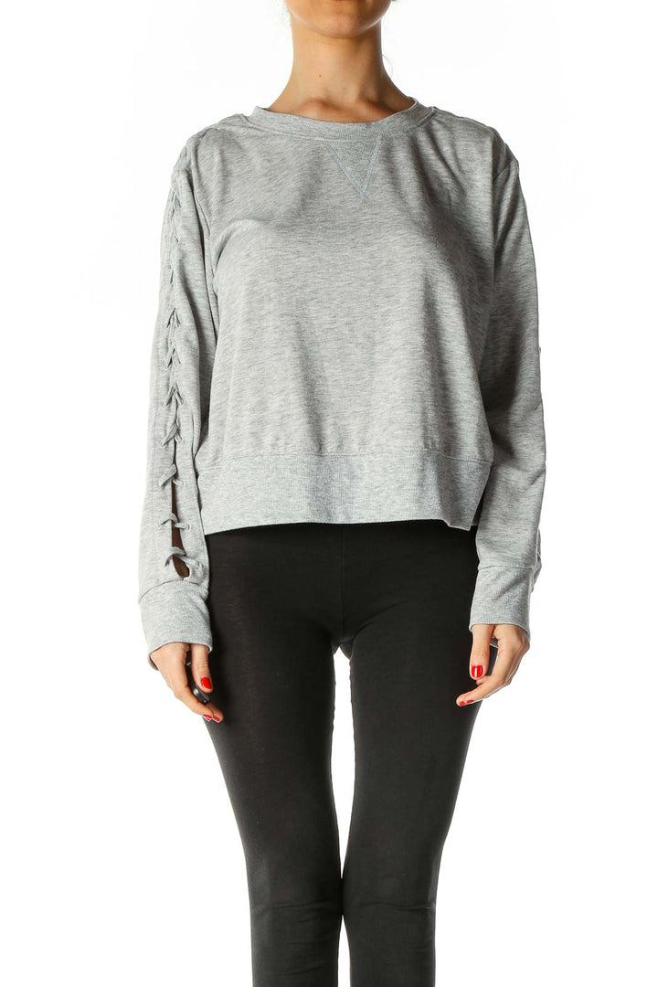 Gray Solid Sweatshirt