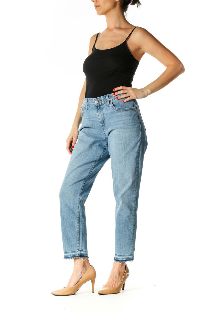 Blue Casual Straight Leg Jeans