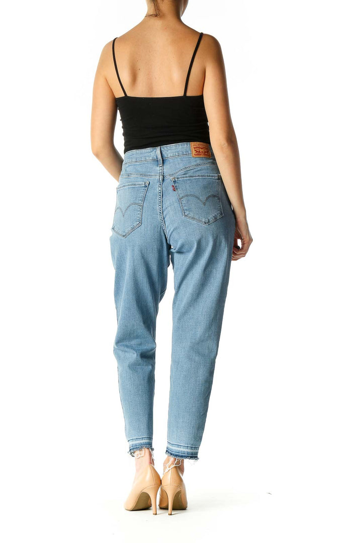 Blue Casual Straight Leg Jeans