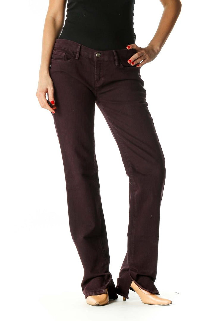 Brown Solid Casual Trousers