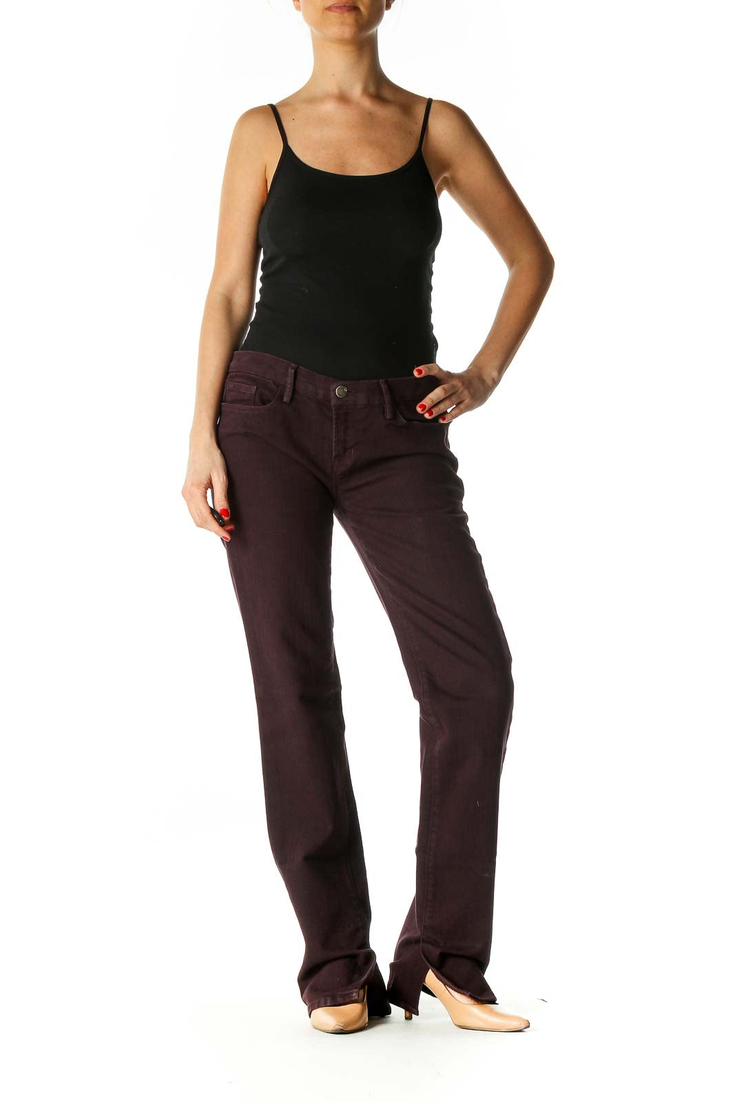 Brown Solid Casual Trousers