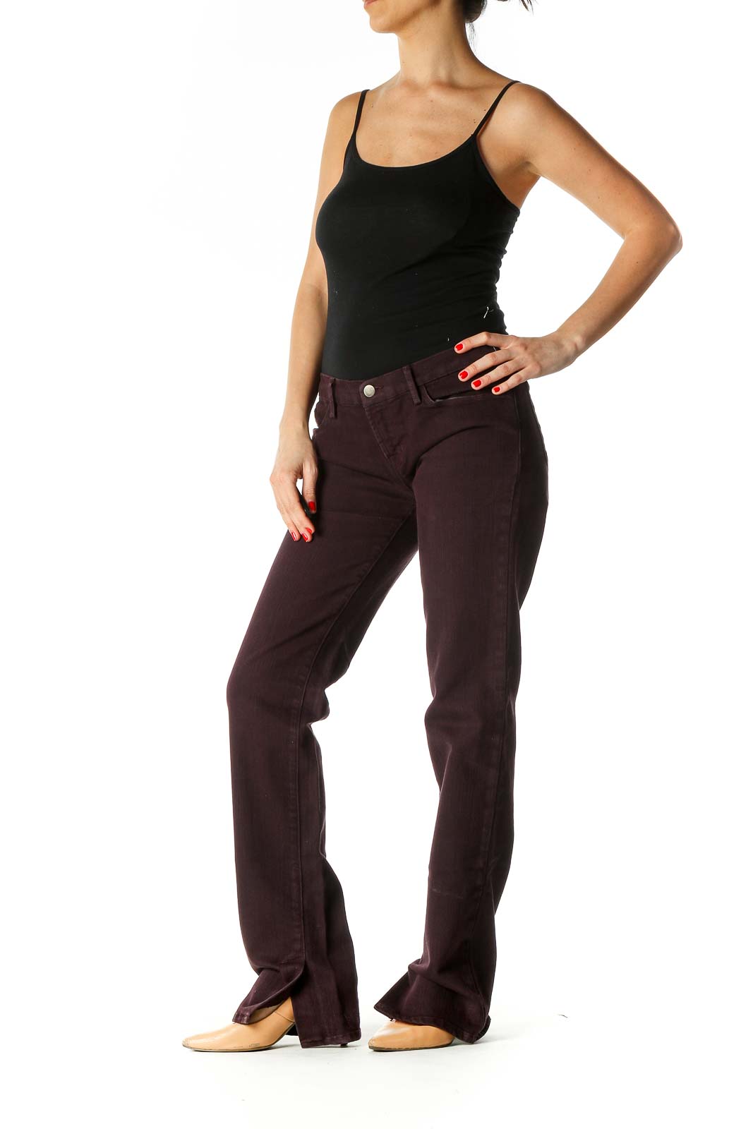 Brown Solid Casual Trousers