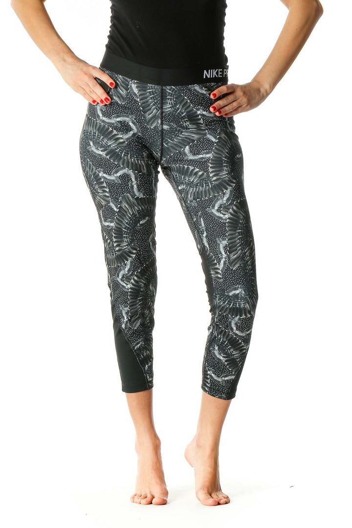 Gray Graphic Print Casual Capri Leggings