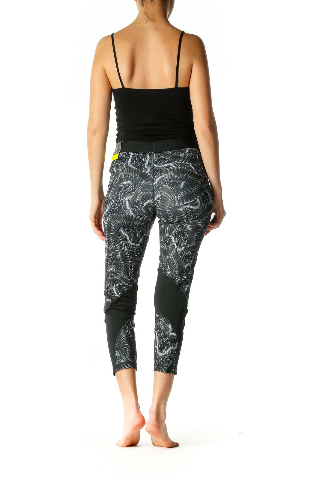 Gray Graphic Print Casual Capri Leggings