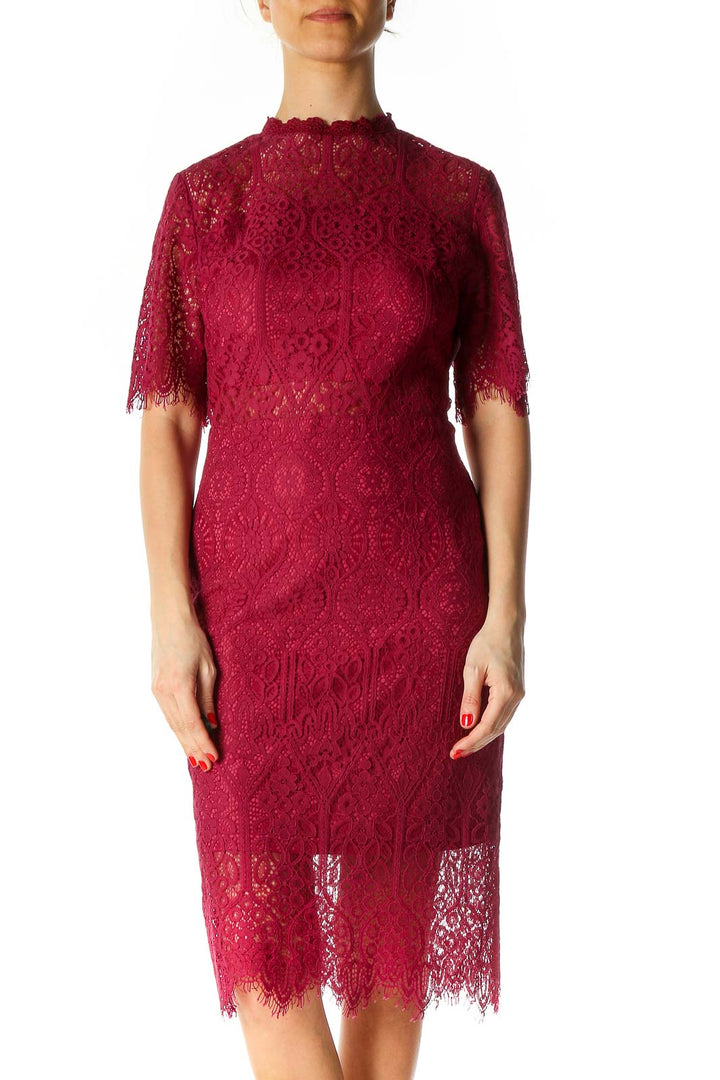 Red Lace Cocktail Sheath Dress