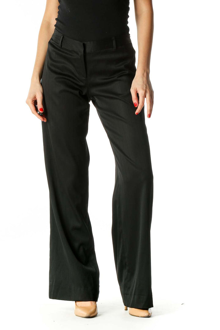 Black Solid Classic Trousers