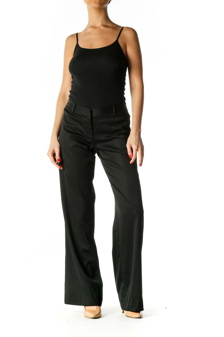 Black Solid Classic Trousers