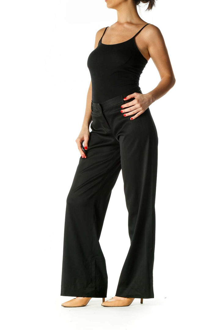 Black Solid Classic Trousers