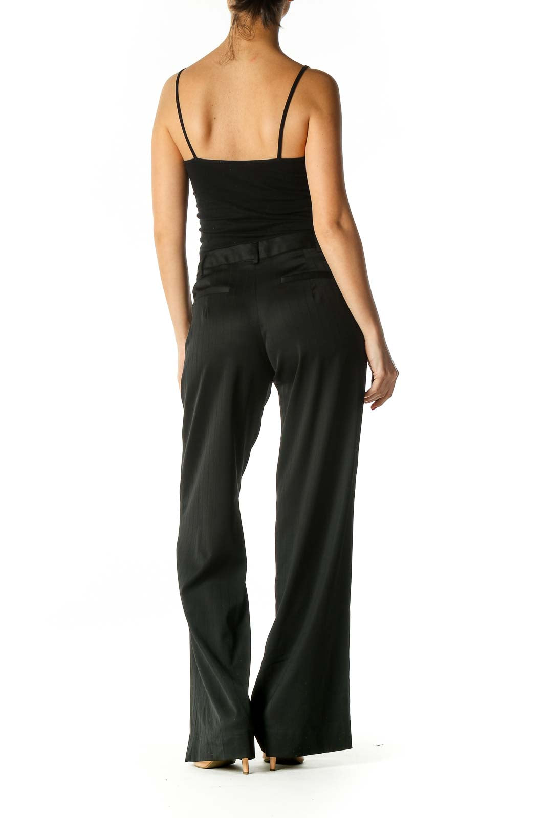 Black Solid Classic Trousers