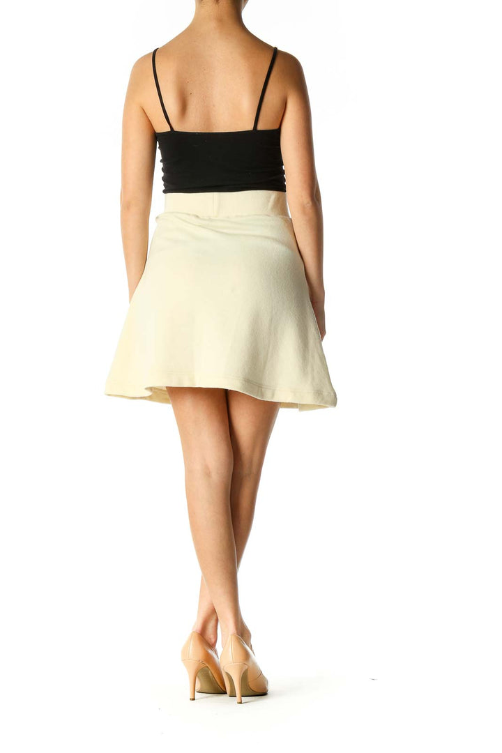 Beige Textured Chic Flared Skirt