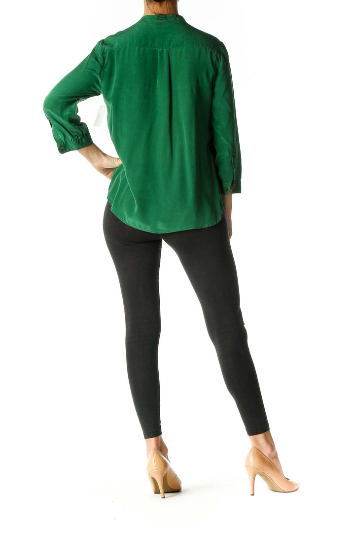 Green Solid Classic Blouse