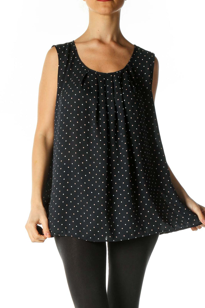 Black Polka Dot Casual Blouse