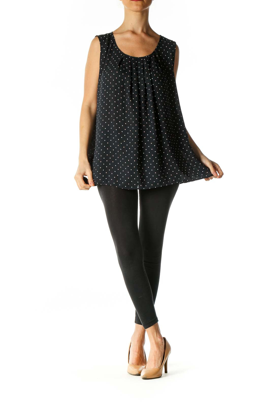 Black Polka Dot Casual Blouse