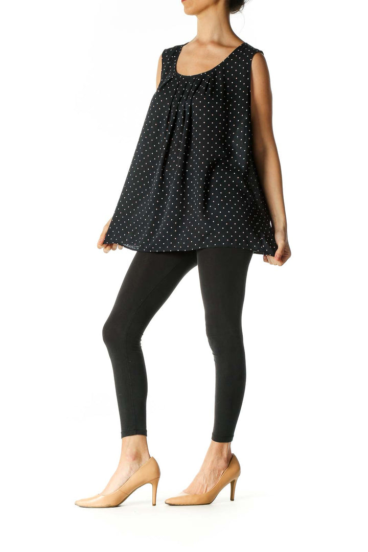 Black Polka Dot Casual Blouse