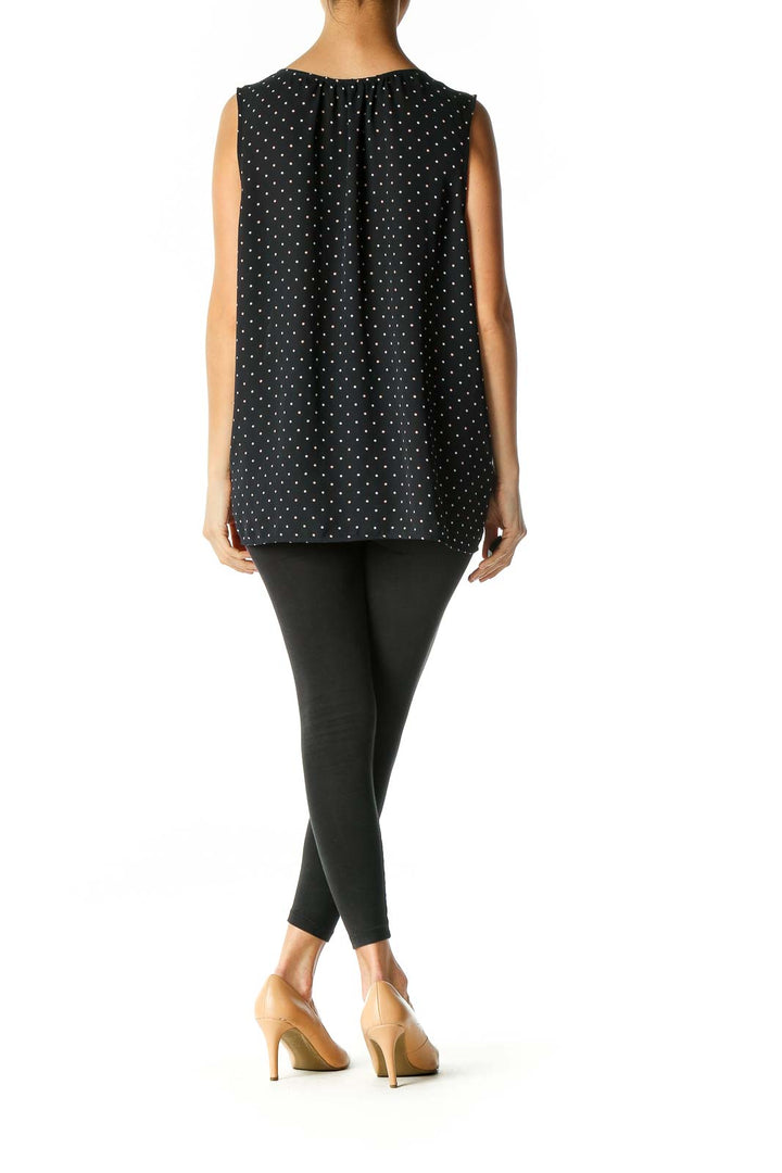 Black Polka Dot Casual Blouse