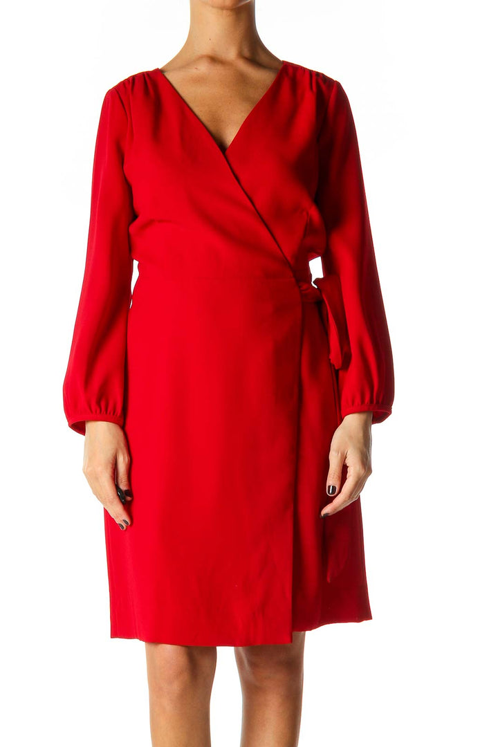 Red Solid Chic Shift Dress