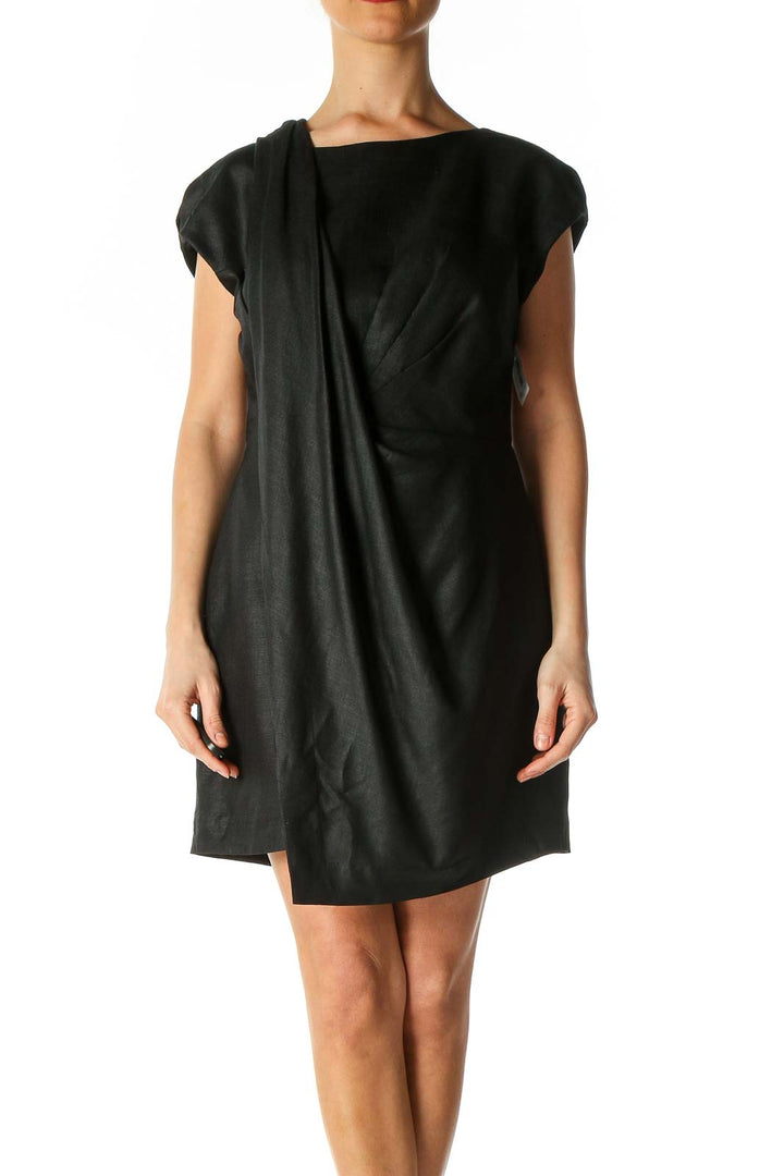 Black Solid Casual Shift Dress