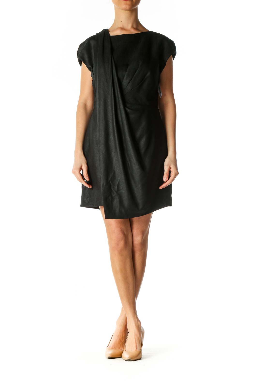 Black Solid Casual Shift Dress