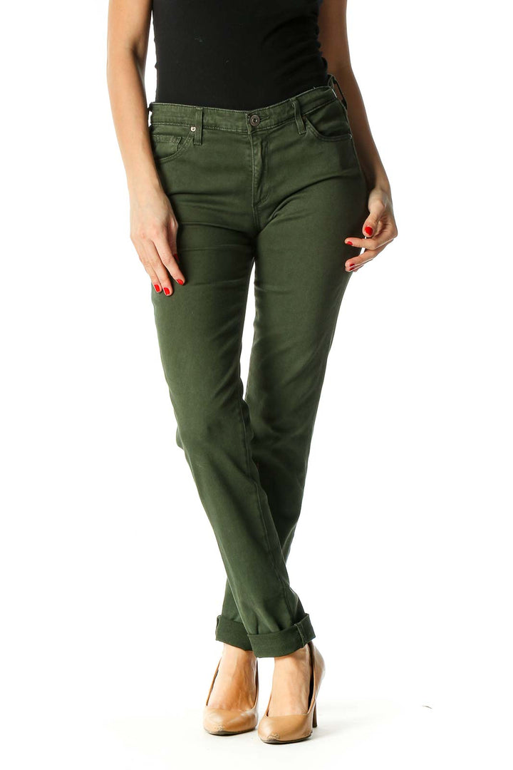 Green Casual Skinny Jeans