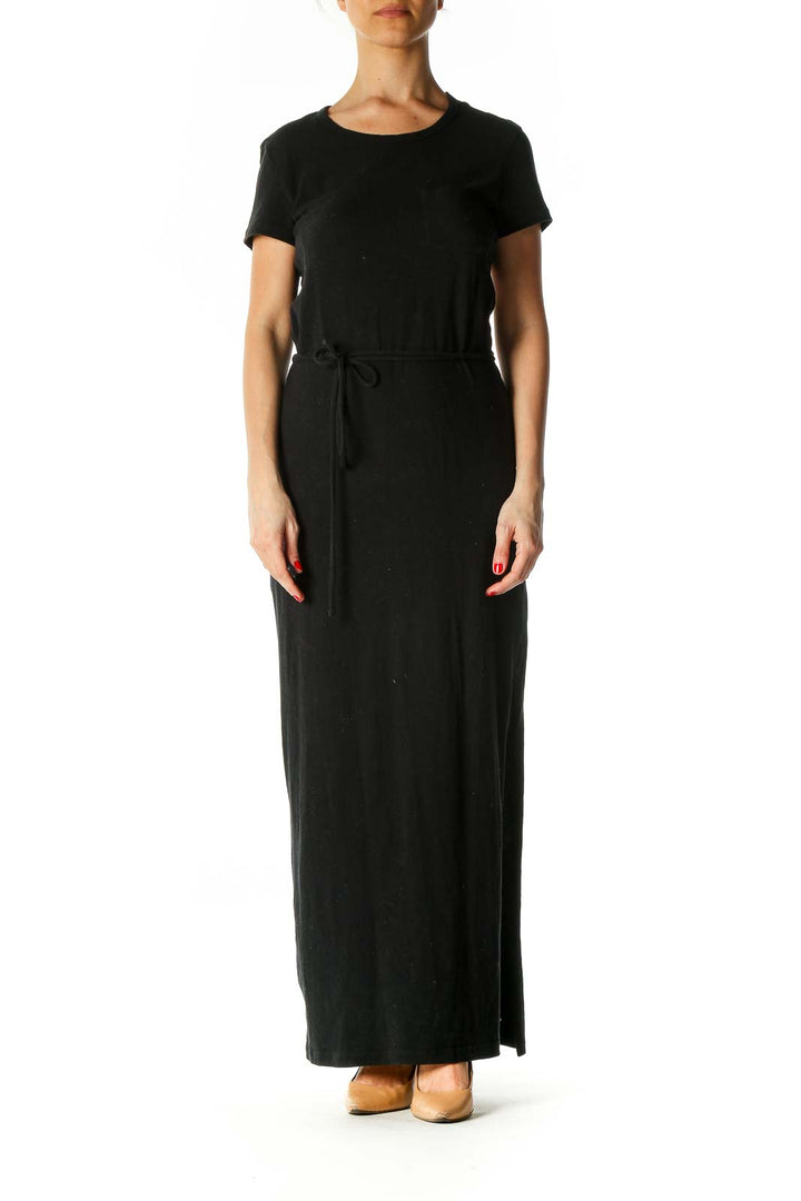 Black Solid Column Dress