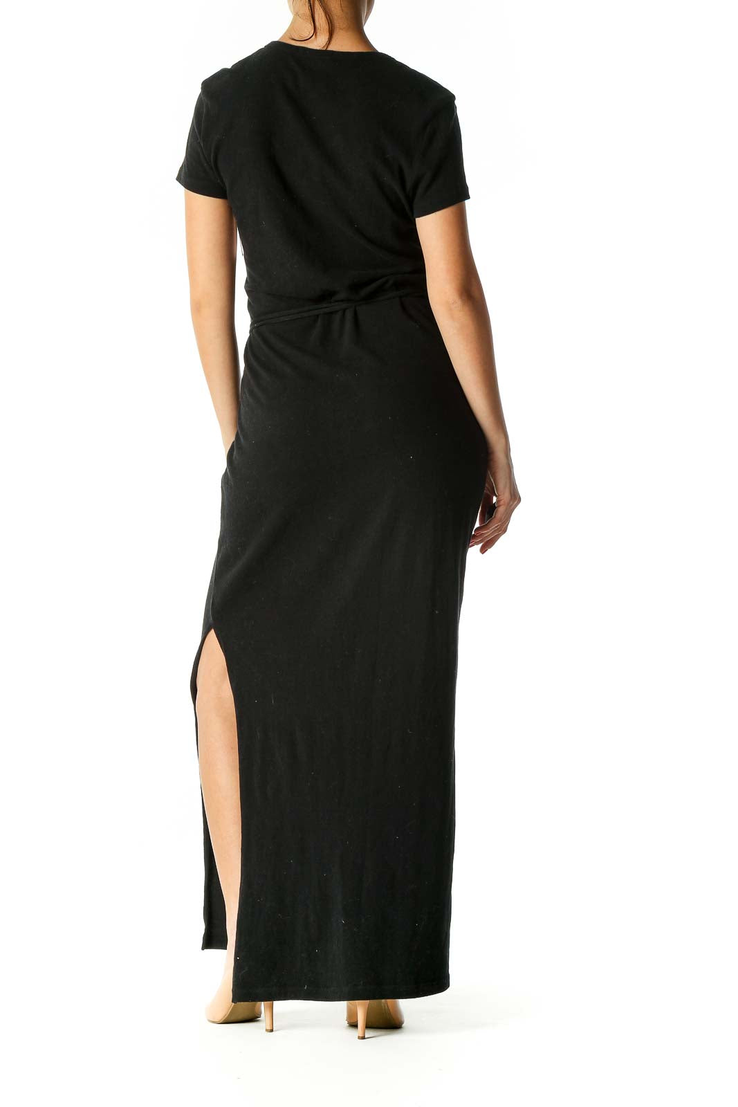 Black Solid Column Dress