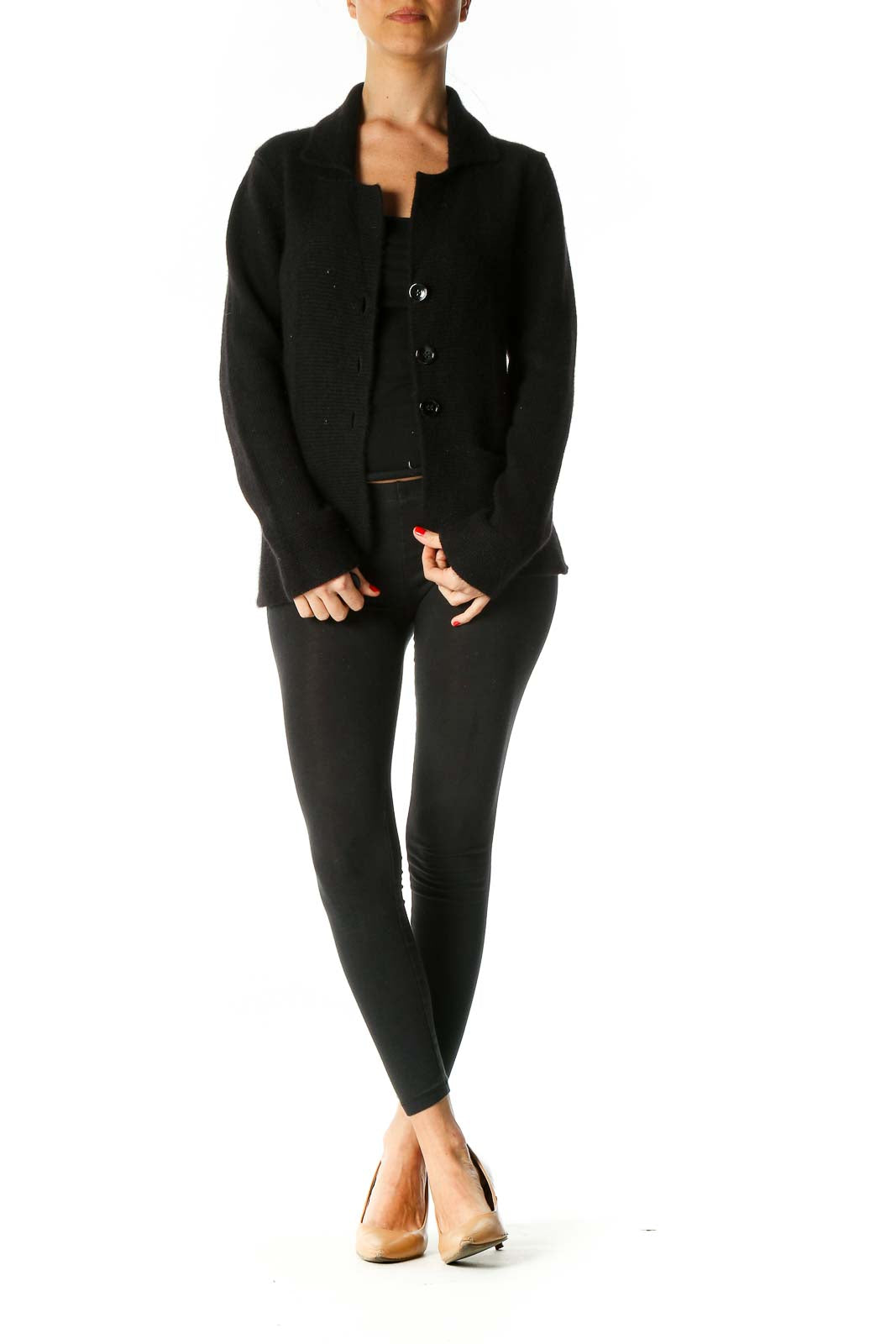 Black Solid Texture Cardigan